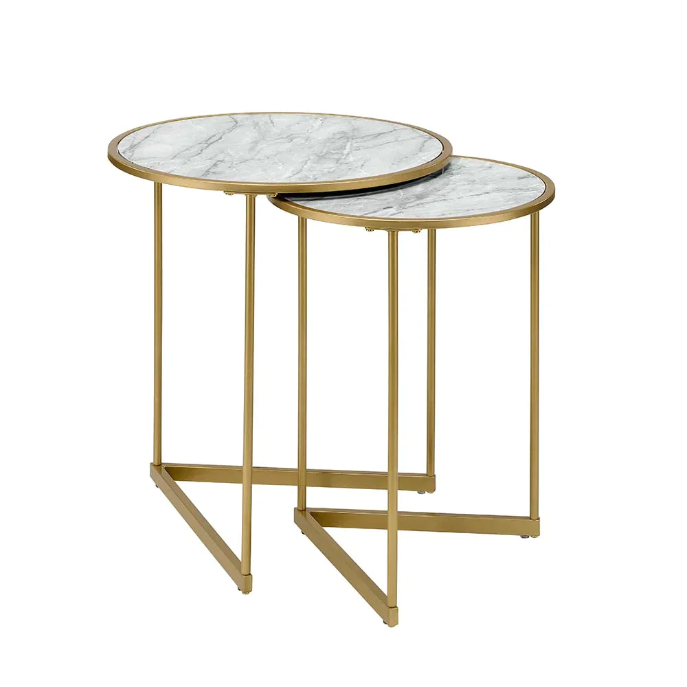 Garo Faux Marble & Gold Finish  Accent Table Model LV01085 By ACME Furniture