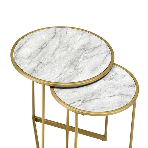 Garo Faux Marble & Gold Finish  Accent Table Model LV01085 By ACME Furniture