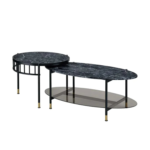 Silas Faux Marble Top & Black Finish Coffee Table Model LV01088 By ACME Furniture