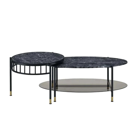 Silas Faux Marble Top & Black Finish Coffee Table Model LV01088 By ACME Furniture