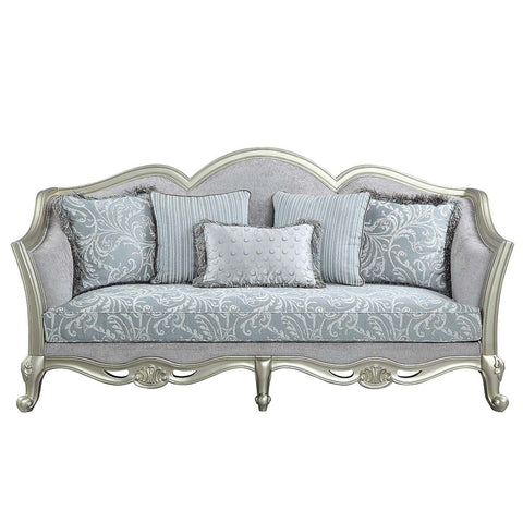 ACME Qunsia Light Gray Linen & Champagne Finish Qunsia Sofa Model LV01117