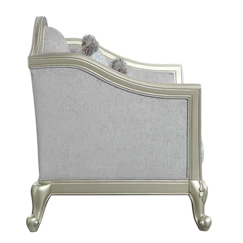 Qunsia Light Gray Linen & Champagne Finish Loveseat Model LV01118 By ACME Furniture
