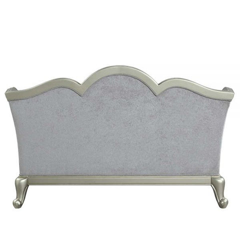 Qunsia Light Gray Linen & Champagne Finish Loveseat Model LV01118 By ACME Furniture