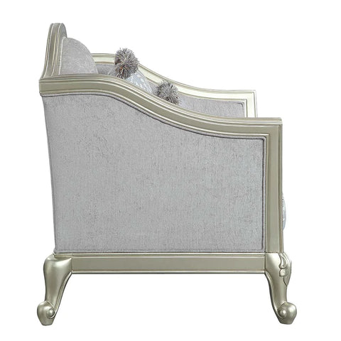 Qunsia Light Gray Linen & Champagne Finish Chair Model LV01119 By ACME Furniture