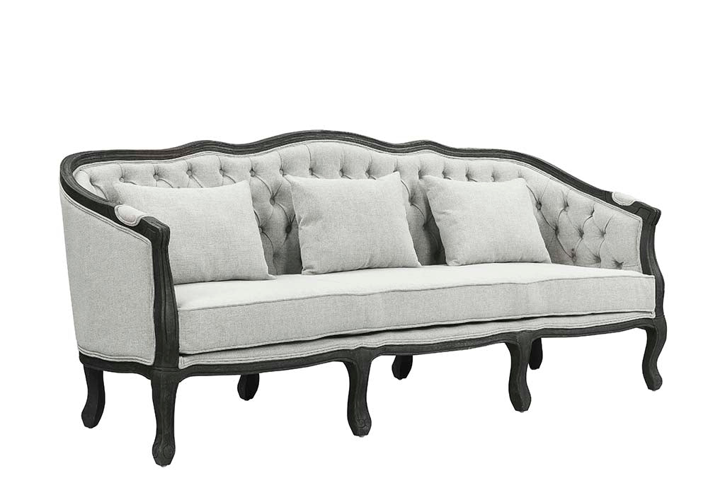 ACME Samael Gray Linen & Dark Brown Finish Samael Sofa Model LV01127