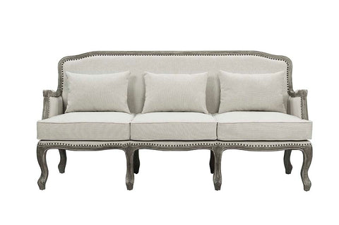 ACME Tania Cream Linen & Brown Finish Tania Sofa Model LV01130