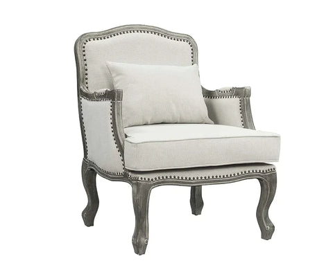 Tania Cream Linen & Brown Finish Chair Model LV01132 By ACME Furniture