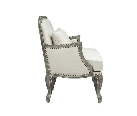 Tania Cream Linen & Brown Finish Chair Model LV01132 By ACME Furniture