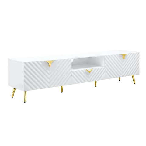 Gaines White High Gloss Finish TV Stand Model LV01138 By ACME Furniture