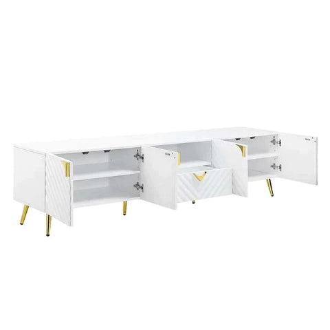 Gaines White High Gloss Finish TV Stand Model LV01138 By ACME Furniture
