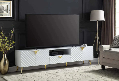 Gaines White High Gloss Finish TV Stand Model LV01138 By ACME Furniture