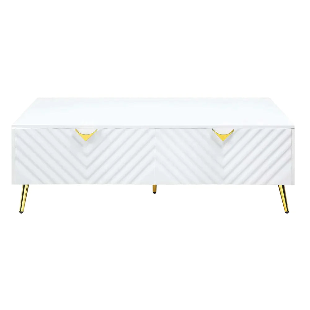 Gaines White High Gloss Finish Coffee Table Model LV01139 By ACME Furniture