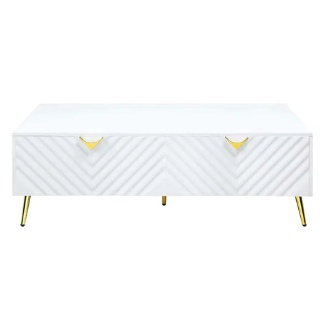 Gaines White High Gloss Finish Coffee Table Model LV01139 By ACME Furniture