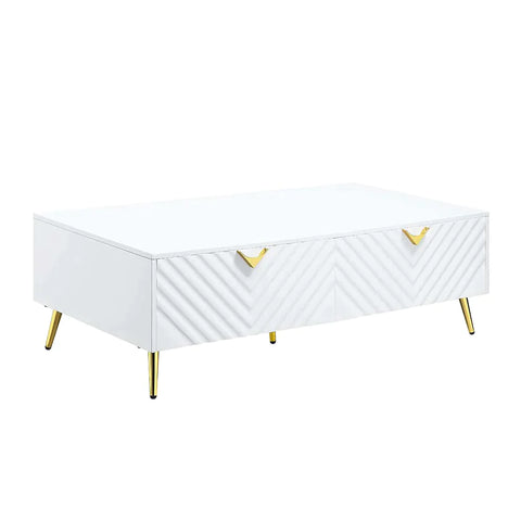 Gaines White High Gloss Finish Coffee Table Model LV01139 By ACME Furniture