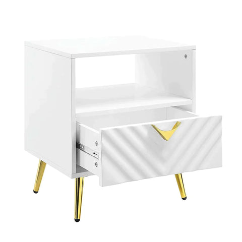 Gaines White High Gloss Finish End Table Model LV01140 By ACME Furniture