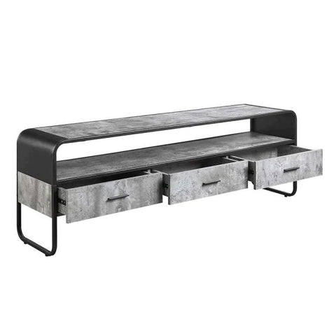 Raziela Concrete Gray & Black Finish TV Stand Model LV01142 By ACME Furniture