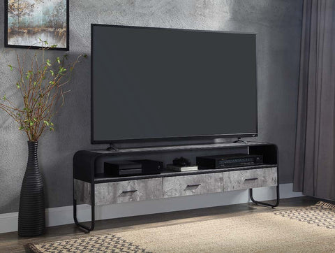 Raziela Concrete Gray & Black Finish TV Stand Model LV01142 By ACME Furniture