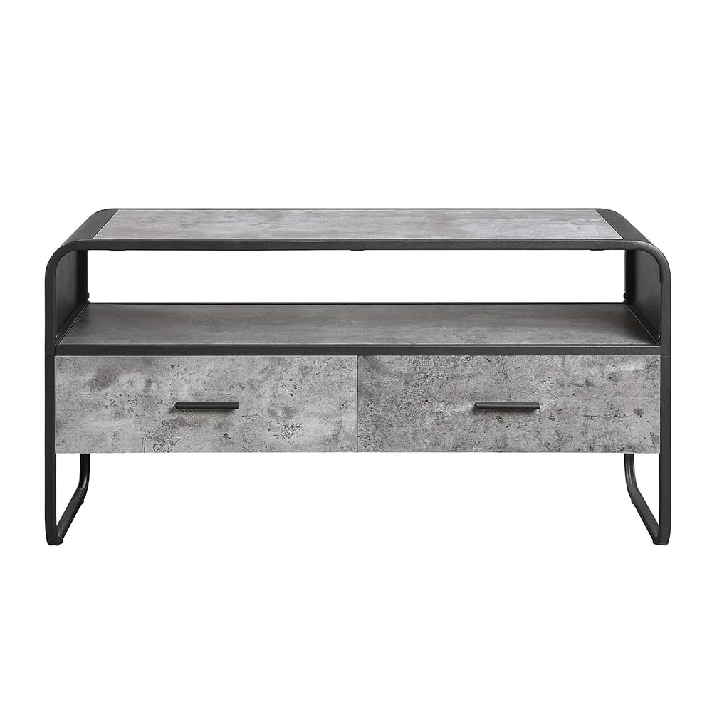 Raziela Concrete Gray & Black Finish TV Stand Model LV01143 By ACME Furniture