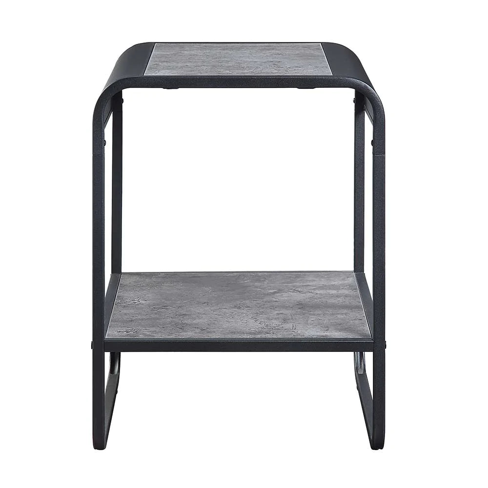 Raziela Concrete Gray & Black Finish End Table Model LV01146 By ACME Furniture