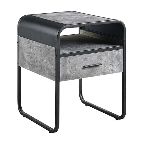 Raziela Concrete Gray & Black Finish End Table Model LV01147 By ACME Furniture