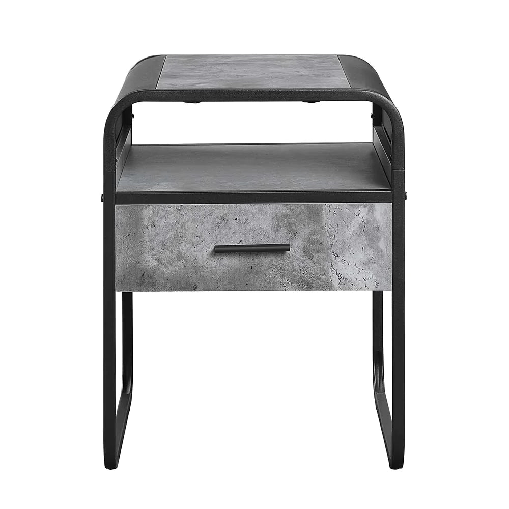 Raziela Concrete Gray & Black Finish End Table Model LV01147 By ACME Furniture