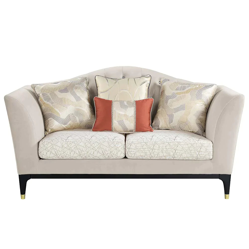 Tayden Beige Velvet Loveseat Model LV01156 By ACME Furniture