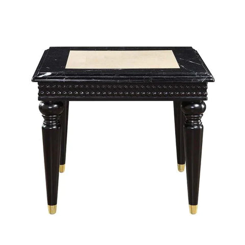 Tayden Marble Top & Black Finish End Table Model LV01159 By ACME Furniture