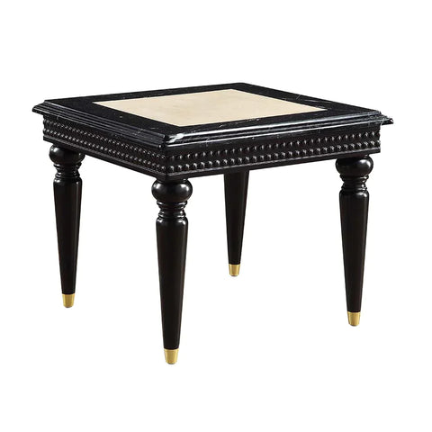 Tayden Marble Top & Black Finish End Table Model LV01159 By ACME Furniture