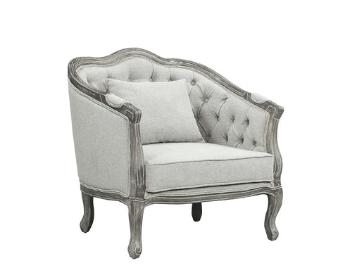 Samael Gray Linen & Gray Oak Finish Chair Model LV01163 By ACME Furniture