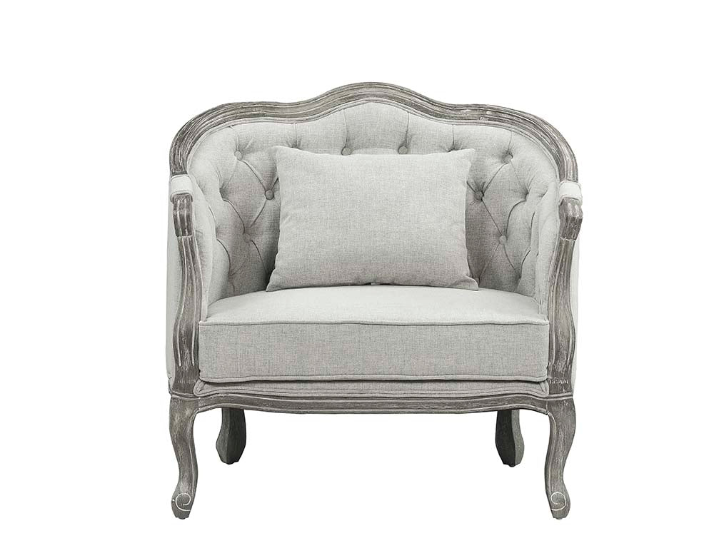 Samael Gray Linen & Gray Oak Finish Chair Model LV01163 By ACME Furniture