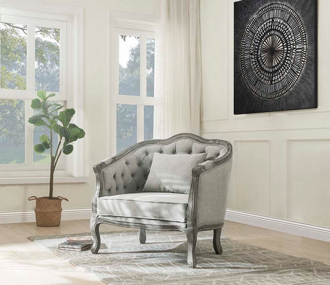 ACME Samael Gray Linen & Gray Oak Finish Samael Chair Model LV01163