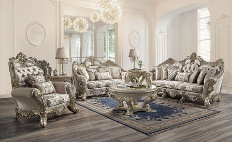 Danae Fabric, Champagne & Gold Finish Sofa Model LV01193 By ACME Furniture