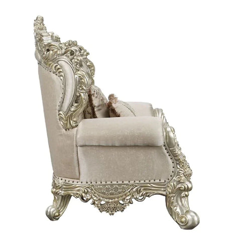 Danae Fabric, Champagne & Gold Finish Chair Model LV01195 By ACME Furniture