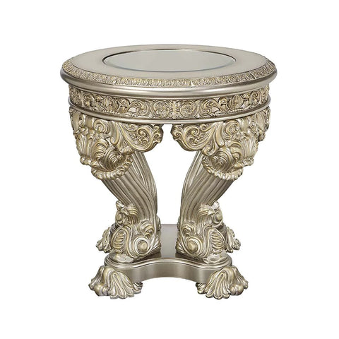 Danae Champagne & Gold Finish End Table Model LV01203 By ACME Furniture