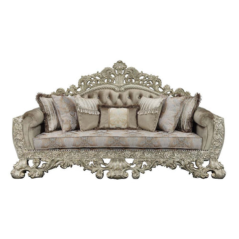 ACME Sorina Velvet, Fabric & Antique Gold Finish Sorina Sofa Model LV01205