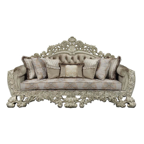 Sorina Velvet, Fabric & Antique Gold Finish Sofa Model LV01205 By ACME Furniture