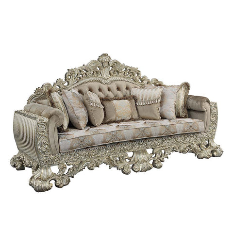 ACME Sorina Velvet, Fabric & Antique Gold Finish Sorina Sofa Model LV01205