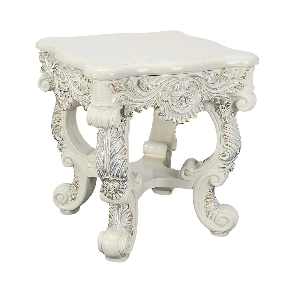 Adara Antique White Finish End Table Model LV01218 By ACME Furniture