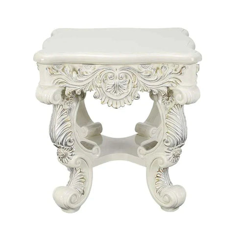 Adara Antique White Finish End Table Model LV01218 By ACME Furniture