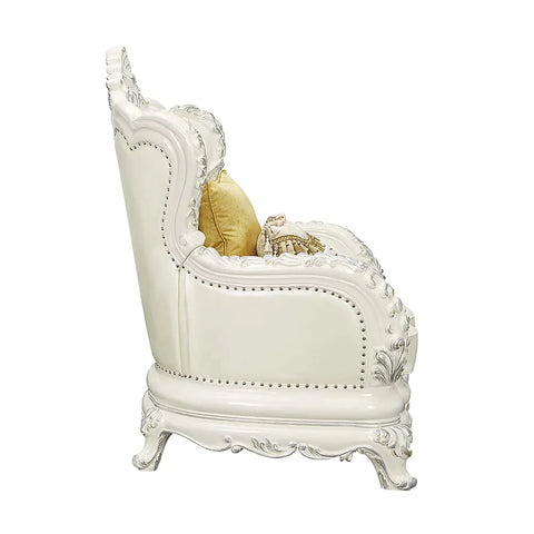 Adara White PU & Antique White Finish Chair Model LV01226 By ACME Furniture