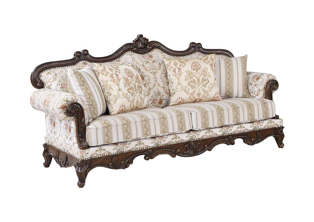 ACME Nayla Pattern Fabric & Walnut Finish Nayla Sofa Model LV01273