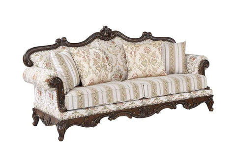 Nayla Pattern Fabric & Walnut Finish Sofa Model LV01273 By ACME Furniture