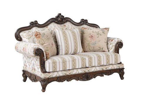 Nayla Pattern Fabric & Walnut Finish Loveseat Model LV01274 By ACME Furniture