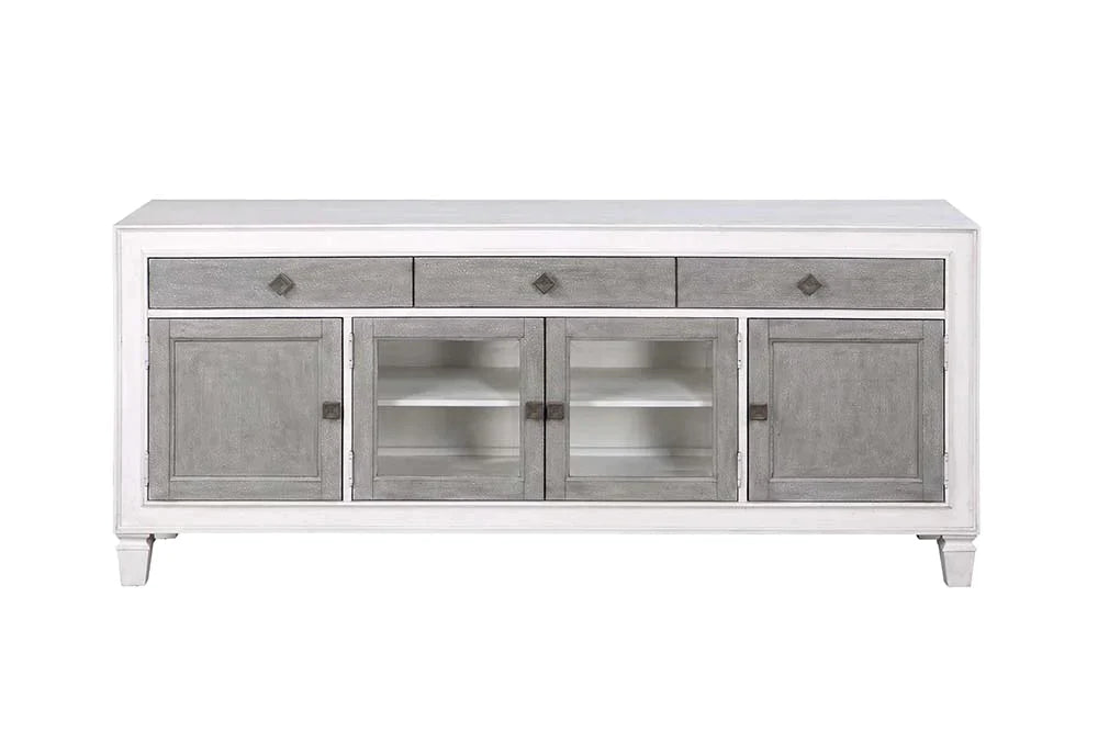 Katia Rustic Gray & White Finish TV Stand Model LV01317 By ACME Furniture