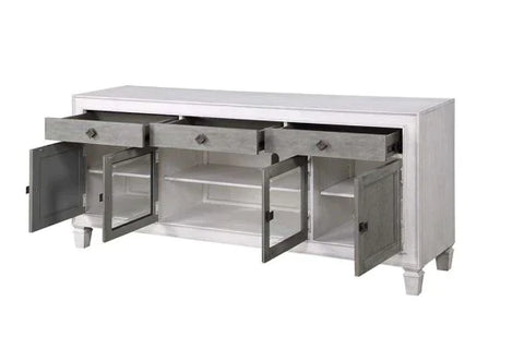 Katia Rustic Gray & White Finish TV Stand Model LV01317 By ACME Furniture