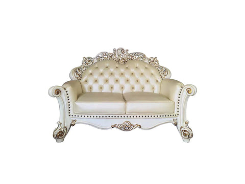 Vendom Champagne PU & Antique Pearl Finsih Loveseat Model LV01325 By ACME Furniture