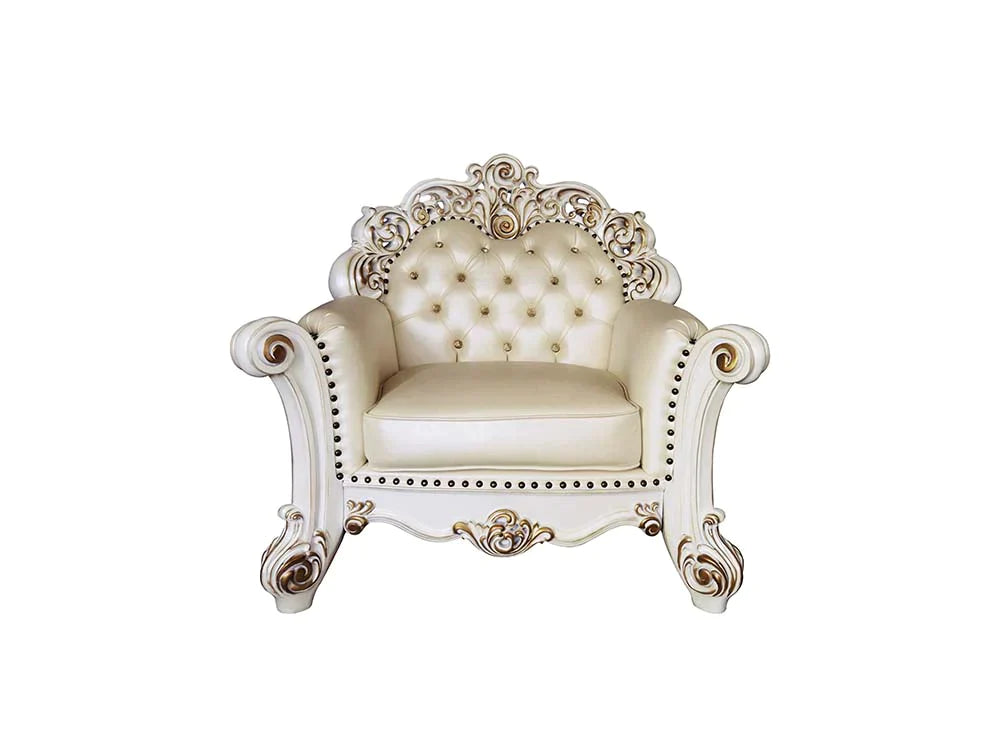 Vendom Champagne PU & Antique Pearl Finsih Chair Model LV01326 By ACME Furniture