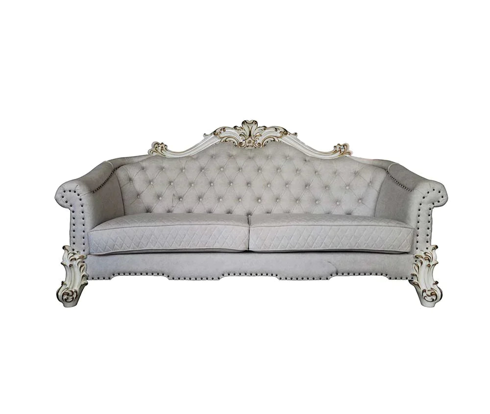 Vendome II Two Tone Ivory Fabric & Antique Pearl Finish Sofa Model LV01329 By ACME Furniture