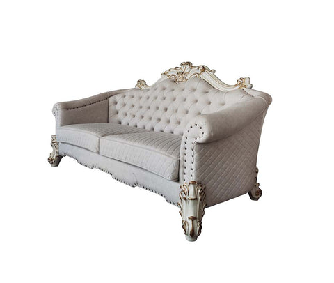 ACME Vendom II Two Tone Ivory Fabric & Antique Pearl Finish Vendom II Sofa Model LV01329