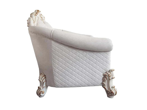 Vendom II Two Tone Ivory Fabric & Antique Pearl Finish Loveseat Model LV01330 By ACME Furniture